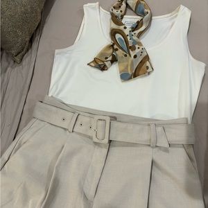 Belted Wide Leg Pants-Heathered Brushed Flannel fabric